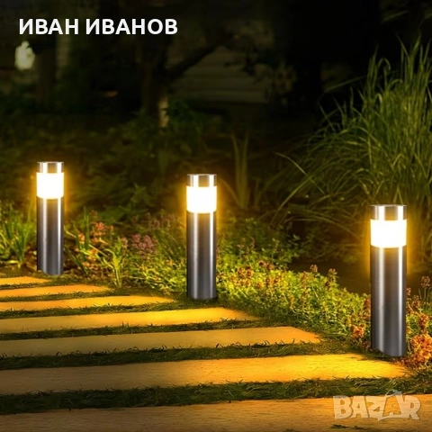 Соларни Инокс външни лампи за трева със LED светлини, снимка 7 - Лед осветление - 55214817