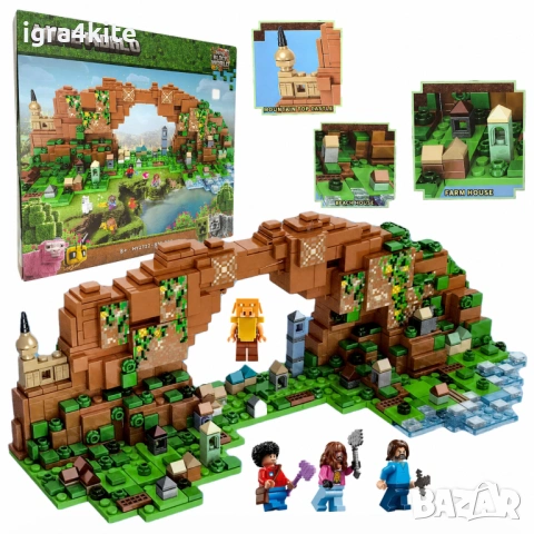 Конструктор за изграждане Minecraft World 836 части с LED светлини