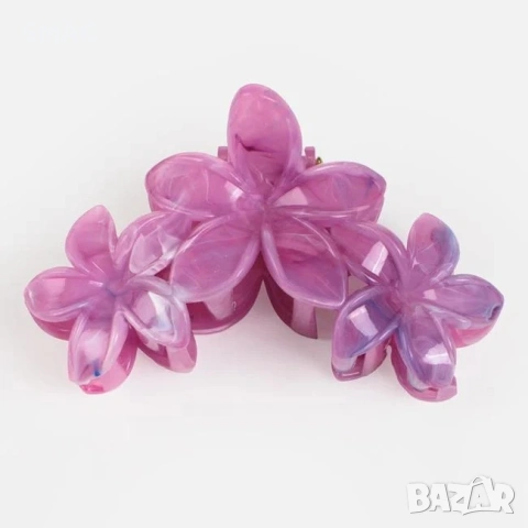 Дамска шнола с цветя лилав marble ефект 10 см_1261758