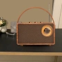Bluetooth радио колонка AS23, 5W, 1500mAh, Кафява в ретро стил с кожена дръжка, снимка 6