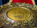 Бронзова чиния с лъвски глави,ангели,пейзаж,печат. , снимка 5