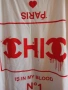 бяла къса тениска с надпис CHIC, снимка 2