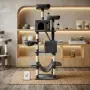 Драскалка за котки Beige 206 см – XXL катерушка с 2 къщички, хамак и площадки, снимка 2