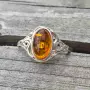 Сребърен пръстен с Балтийски кехлибар , снимка 1