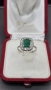 Златен пръстен 18K (750) с естествен изумруд и диаманти | 4.24 гр | Emerald Halo Ring, снимка 1