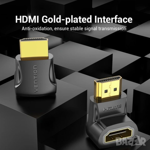 Vention HDMI адаптер 90° ъглов (M/F) – Right Angle HDMI, снимка 9 - Друга електроника - 54421721