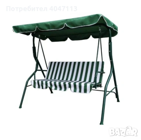 Градинскa люлка двуместна, бял/зелен - 140 *110*H153, снимка 2 - Градински мебели, декорация  - 54842474