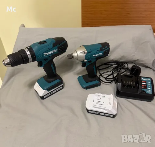 MAKITA Комплект акумулаторни бормашина и винтоверт със зарядно и две батерии