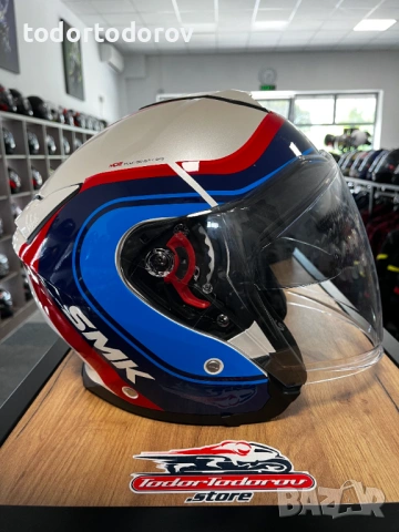 Скутер мото каска SMK GT-J TOURMAX ,S 55-56 вградени очила ,като нова 69.90€, снимка 5 - Аксесоари и консумативи - 54840488