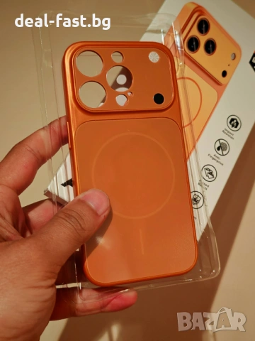 Magsafe кейс твърд гръб и TPU рамка за iPhone 15 Pro / Оранжев // С дизайн на 17 Pro //, снимка 4 - Калъфи, кейсове - 54906921