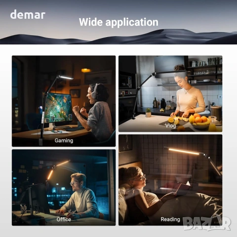 LED лампа NEEWER 108 см с щипка и двойна светлинна лента за бюро, 12W, CRI95+, ME-DL02, снимка 7 - Лед осветление - 54049026