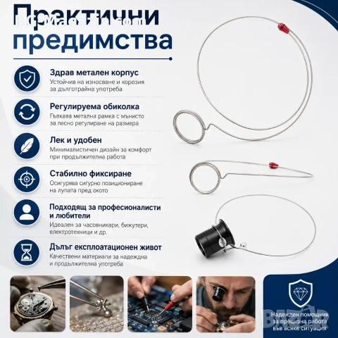 Часовникарски инструмент метален държач за лупа за око висококачествен за часовникари смяна батерия, снимка 4 - Други инструменти - 50976256