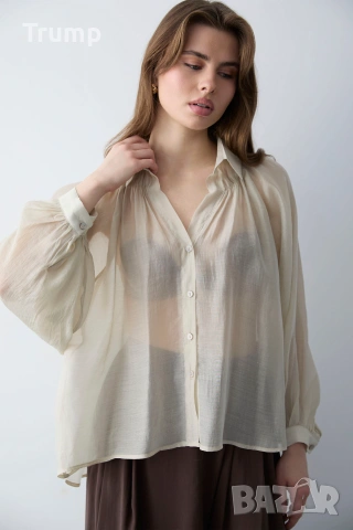 Нежна риза , oversize, ефектен ръкав, макси, ГО до 140, снимка 2 - Ризи - 55184893