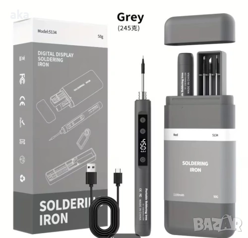 Безжичен поялник Solderig iron мод.5134– удобен и практичен инструмент мощна1100mAhn батерия, нов