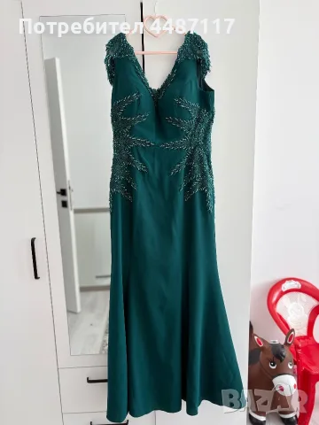 Луксозна официална дълга рокля S/M с дантела и камъни., снимка 2 - Рокли - 55633529