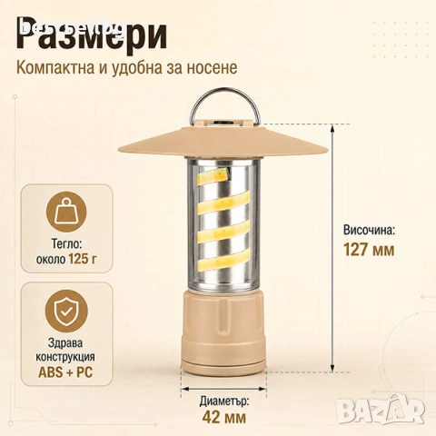 Мощна акумулаторна къмпинг лампа LED фенер USB зареждане кука за риболов туризъм палатка аварии, снимка 7 - Къмпинг осветление - 50861807