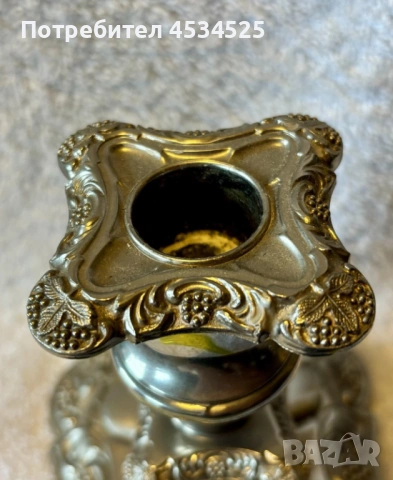  Английски посребрени свещници – Rococo Revival 📅 ок. 1900–1920 г. | Комплект от 2 бр., снимка 3 - Антикварни и старинни предмети - 54170875