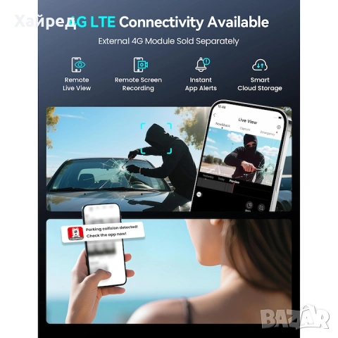 Нова Камера за кола DDPAI Z50 Pro 4K, GPS, 128GB, 4G LTE, WiFi 6, снимка 5 - Друга електроника - 54196571