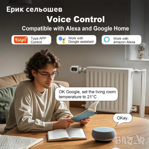 ECOBAY WiFi Радиаторен Термостат – Смарт термостатичен вентил Tuya / Smart Life, снимка 4 - Друга електроника - 55470546