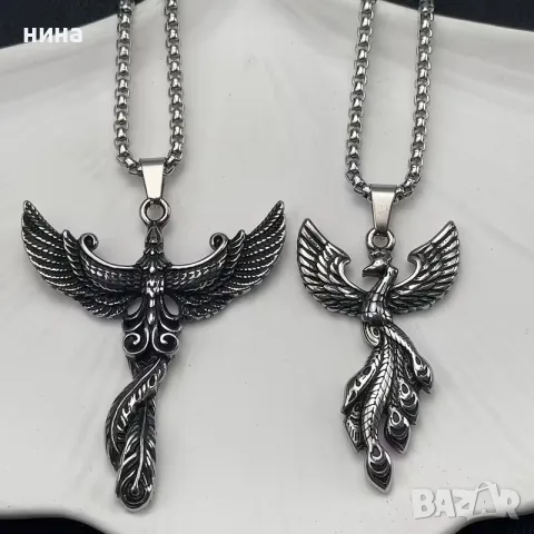 Комплект от две уникални колиета с висулка „Летящ феникс“