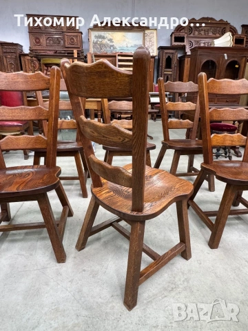 Комплект трапезни столове от дъбов масив, снимка 9 - Столове - 54288032