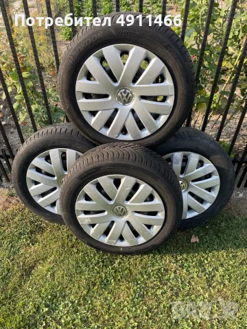 Комплект 4 бр. всесезонни гуми с джанти и оригинални тасове VW – 185/60 R15