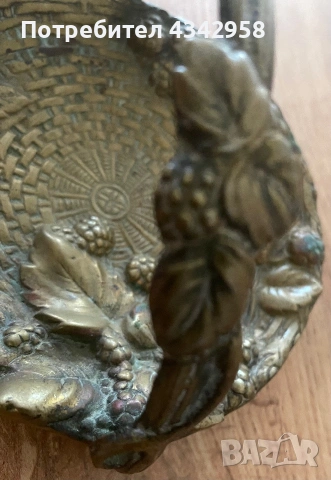 Антикварна(1900-1915 г.)бронзова кошничка с дръжка – Dinant, Белгия, Art Nouveau., снимка 4 - Антикварни и старинни предмети - 55099957