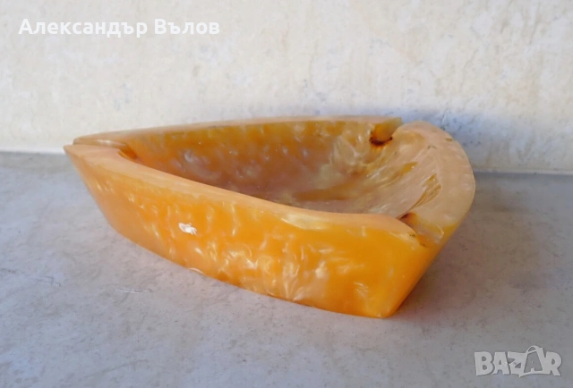 Стар Пепелник Каталин Бакелит Жълт Български 287 гр. , снимка 6 - Други ценни предмети - 54988979