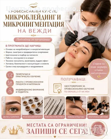 Професионален курс по микроблейдинг и микропигментация на вежди