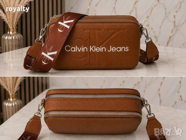 Calvin Klein Jeans Нова Дамска Кожена Чанта Различни Цветове , снимка 2 - Чанти - 55315796