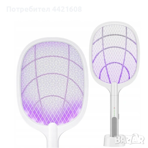 Електрическа палка 3 в 1 с UV лампа, USB зареждане, автоматична стойка – за комари, мухи и летящи на