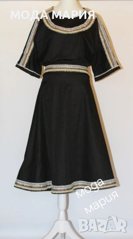 ФОЛКЛОРНА РОКЛЯ от еластичен сатен, снимка 2 - Рокли - 54031901