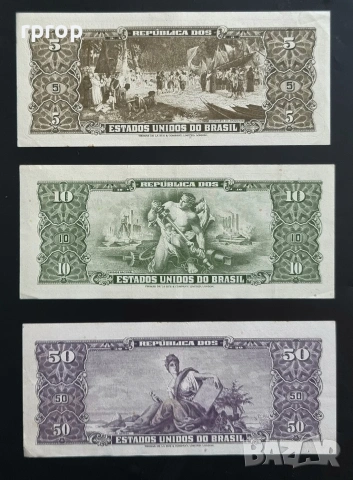 Бразилия. 5, 10 и 50 крузейро. 1953- 1963 година. UNC. 3 бройки., снимка 2 - Нумизматика и бонистика - 49571137