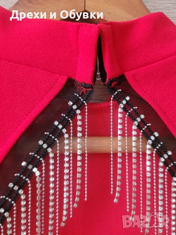 Официална червена рокля с гол гръб и камъни , снимка 7 - Рокли - 54074113