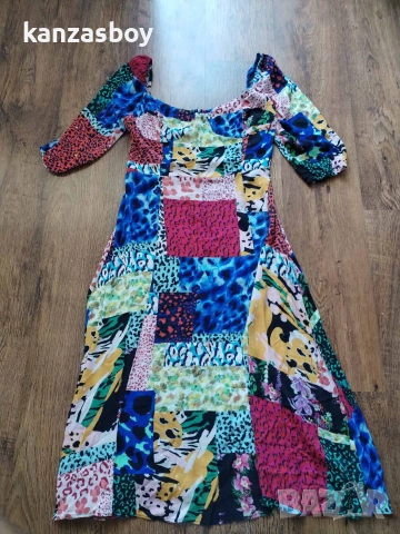 DESIGUAL Midi dress with animal print - страхотна рокля Л, снимка 8 - Рокли - 55278965