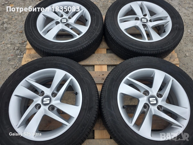 Лети джанти 14ки 4х100 Seat + летни гуми 175/65/14 Bridgestone, снимка 2 - Гуми и джанти - 54511134