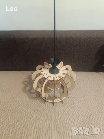 Единичен Дървен Полилей, снимка 4 - Полилеи - 53994429