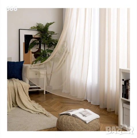 Комплект от 2 пердета с халки, MIULEE, 140 x 160 см, прозрачни,бежови, снимка 3 - Пердета и завеси - 54458755