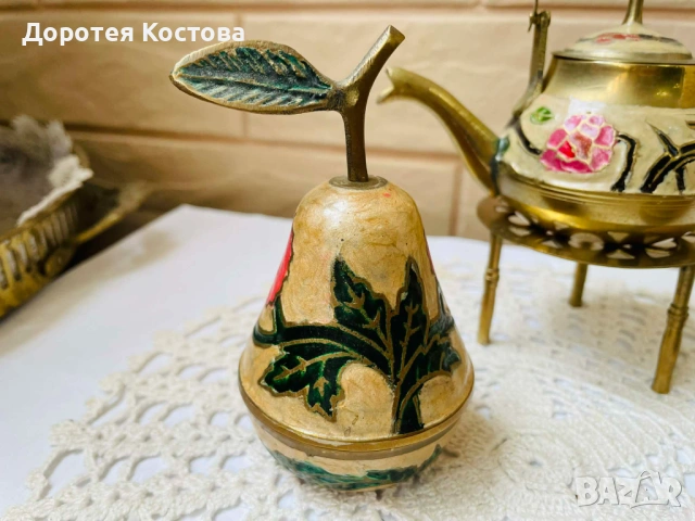 Красив месингов комплект от Англия с макове , снимка 5 - Антикварни и старинни предмети - 54437008