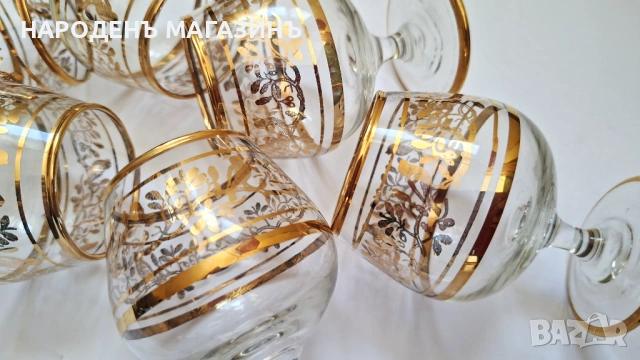 Нов немски златен сервиз чаши за ракия и аперитив – 6 броя, снимка 13 - Други ценни предмети - 54220190