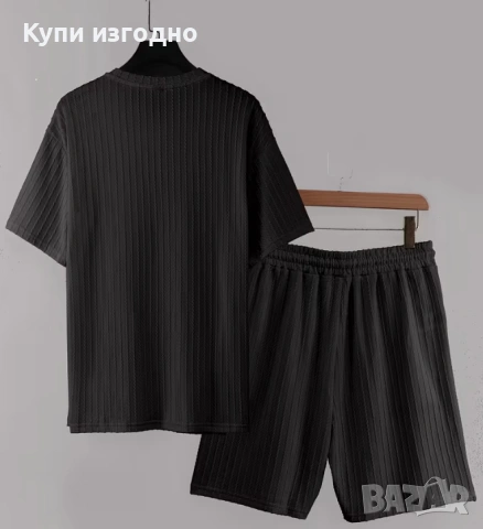 Нов Мъжки комплект - блуза с къс ръкав и къси панталони, меки, леки, чудесни, лято, плаж, у дома, снимка 2 - Спортни дрехи, екипи - 54465558