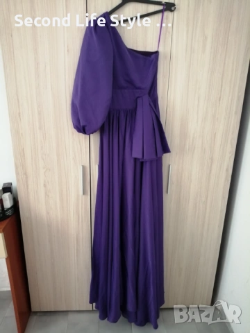 Дълга луксозна официална бална / вечерна / абитуриентска лилава рокля р-р XS - марка Actualee, снимка 4 - Рокли - 54224765