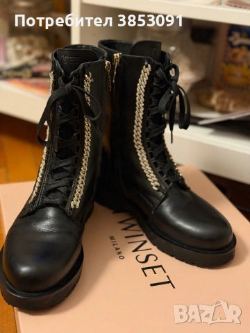 Боти Twinset Milano естествена кожа, снимка 2 - Дамски боти - 54163404
