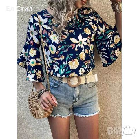 💕Блуза на цветя с ръкави с камбана, снимка 3 - Тениски - 53953368