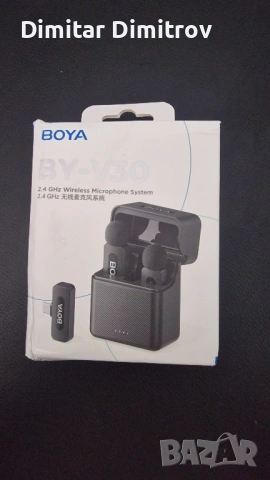Безжичен мобилен микрофон BOYA BY-V30, за Android/iPhone, 2 души, 100 м, 36 ч, с калъф за зареждане , снимка 2 - Микрофони - 54865409