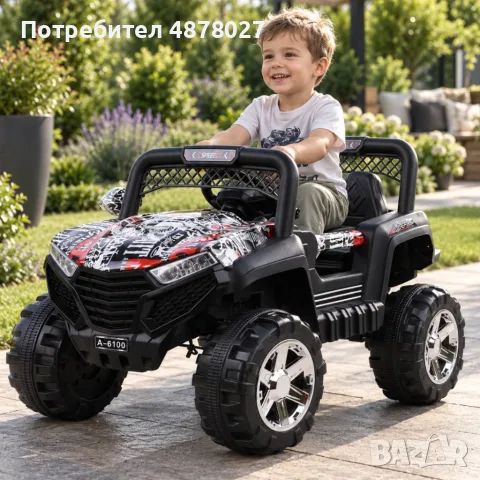 Детско електрическо бъги 4×4 с дистанционно, LED, USB и MP3 – 4 мотора, бяло, снимка 3 - Електрически играчки - 55523046