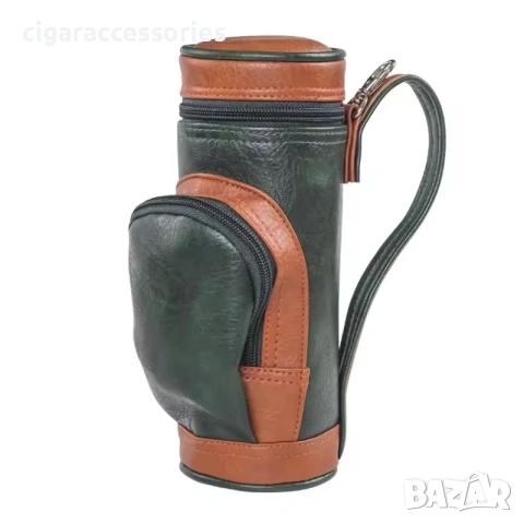 Кръгъл хумидор за 5 пури с джоб за аксесоари – Travel Humidor, снимка 4 - Табакери - 55124330