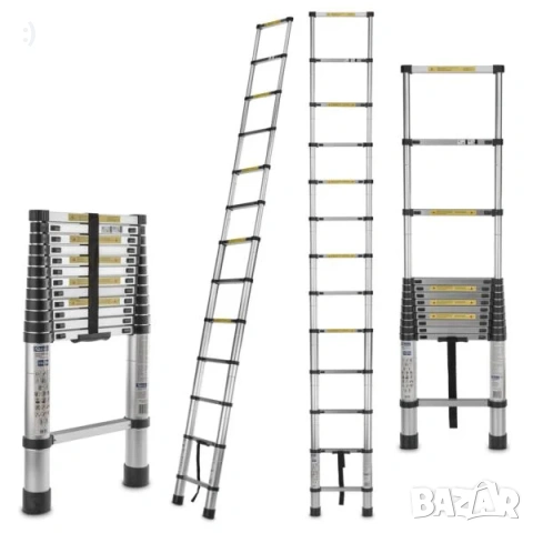 Телескопична алуминиева стълба KRAFT&DELE KD4073, 3.2 м, 150 кг