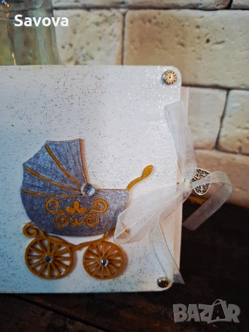 Дървена катичка плик за пари "Честито бебче", снимка 3 - Подаръци за рожден ден - 54145103