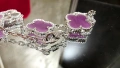 Van Cleef & Arpels VCA 5 Motifs Silver Purple Chalcedony Clear Vintage Alhambra Дамска Гривна, снимка 7